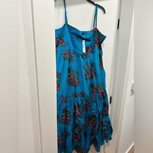 J. Crew Turquoise Floral Spaghetti-Strap Sundress